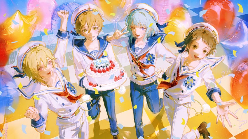 shino hajime, nito nazuna, mashiro tomoya, and tenma mitsuru (ensemble stars!) drawn by kei_(keiuu)