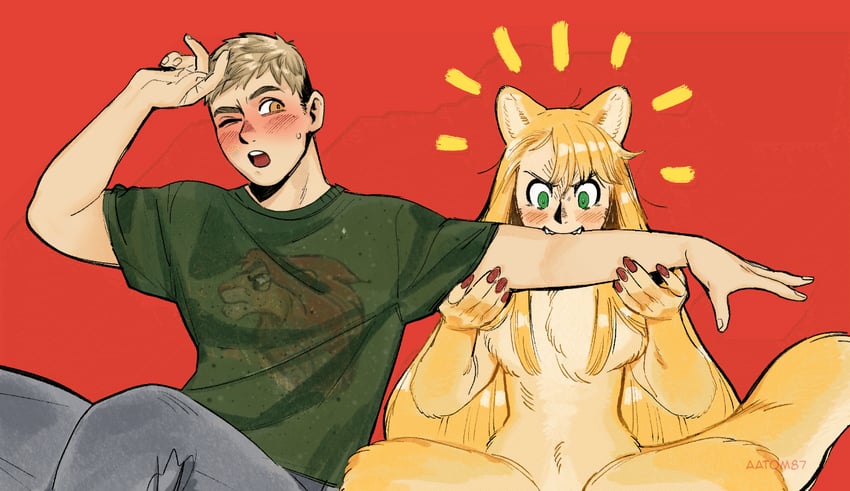 marcille donato, laios touden, and simba (dungeon meshi and 1 more) drawn by aatom87