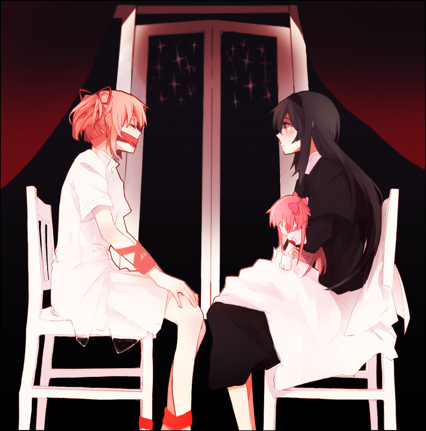 akemi homura and kaname madoka (mahou shoujo madoka magica and 1 more) drawn by hanyae