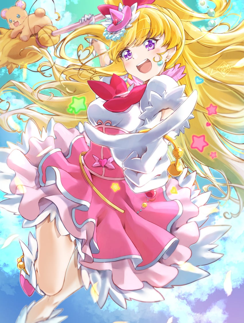 asahina mirai, cure miracle, and mofurun (precure and 1 more) drawn by clear_glass_(mildmild1311)