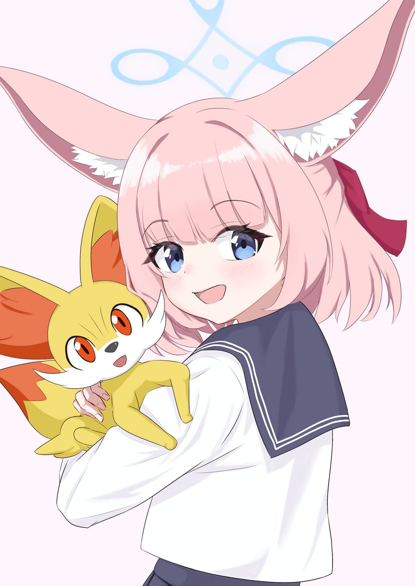 fennekin and niko (blue archive and 1 more) drawn by s-hi-meji
