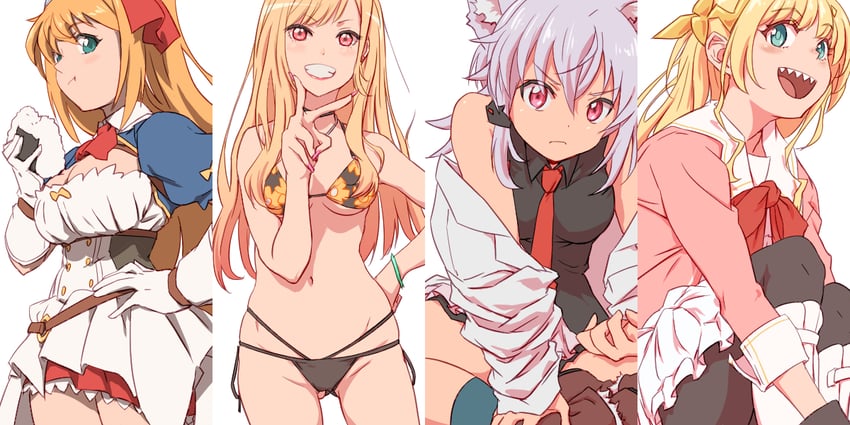 kitagawa marin, pecorine, tachibana hinata, and wolf bate (princess connect! and 3 more) drawn by aonori_misuji
