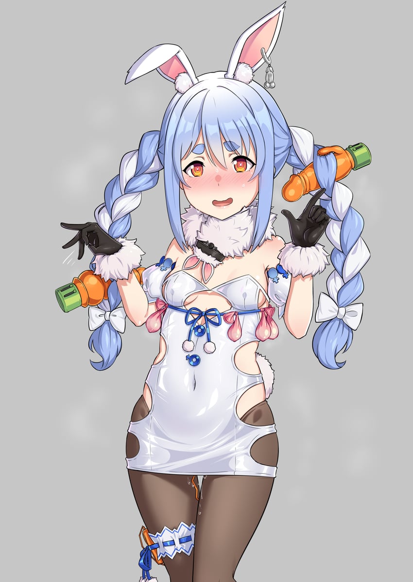 usada pekora and don-chan (hololive) drawn by gozaru