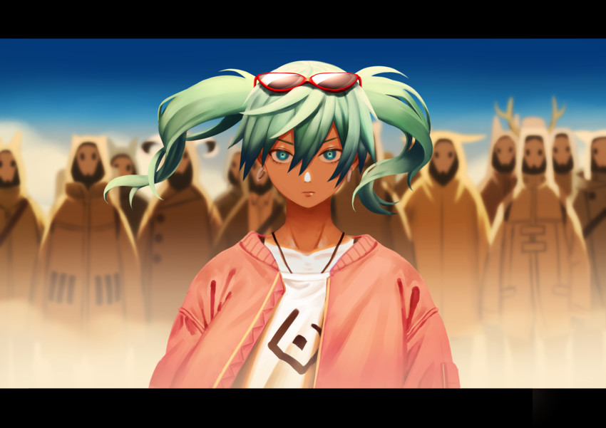 hatsune miku (vocaloid and 1 more) drawn by guucho