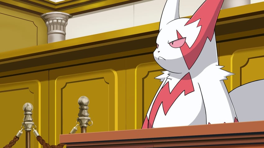 miles edgeworth and zangoose (pokemon and 1 more) drawn by matchstick_39