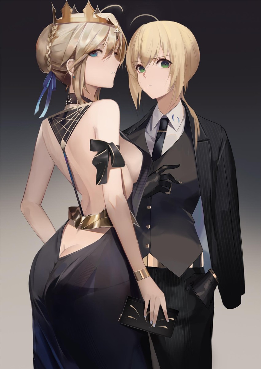 artoria pendragon and saber (fate and 1 more) drawn by afpl_(parrotz4)