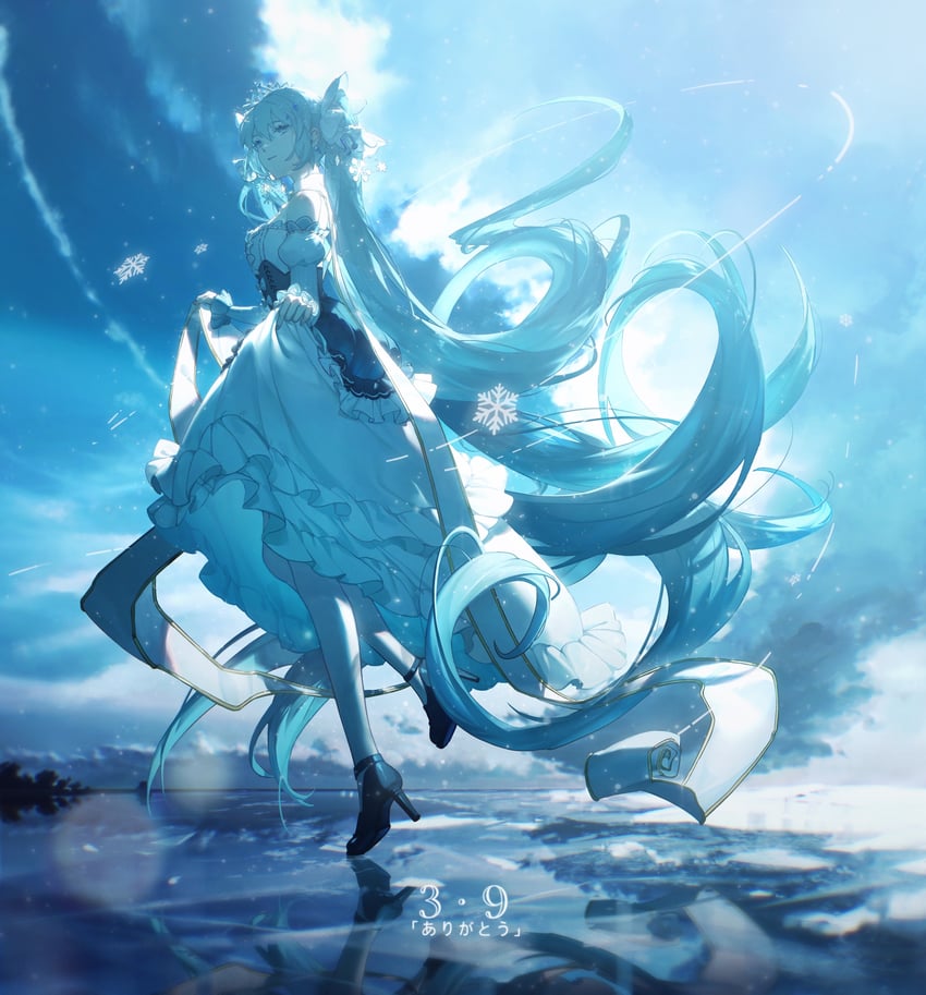 hatsune miku and yuki miku (vocaloid) drawn by konya_karasue