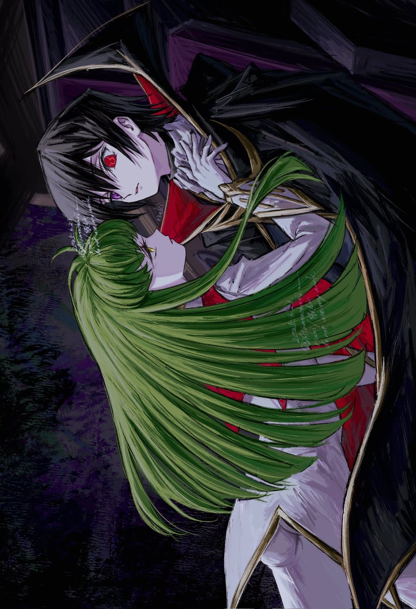 c.c., lelouch vi britannia, and zero (code geass) drawn by ruki_atamaokasii