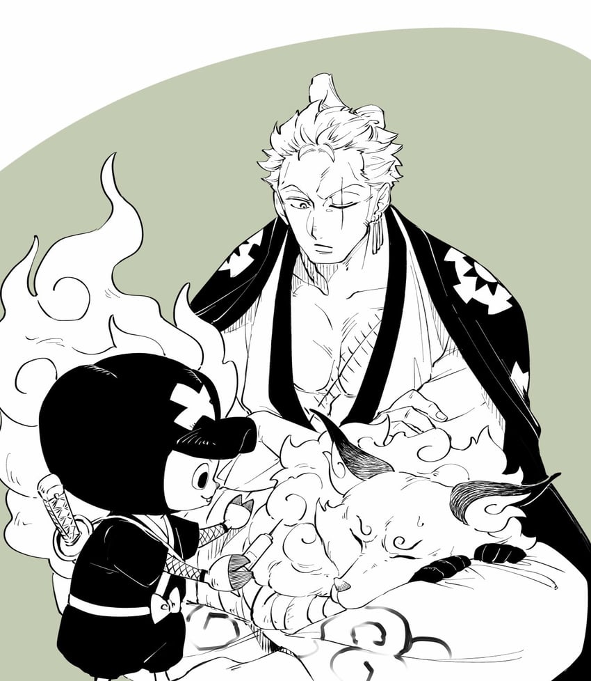 roronoa zoro, tony tony chopper, and onimaru (one piece) drawn by chabo_(niwatori_bosori)