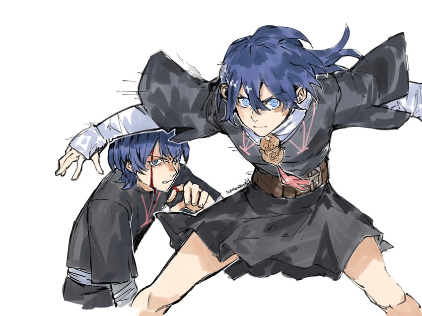 female byleth and male byleth (fire emblem and 1 more) drawn by yourfreakyneighbourh
