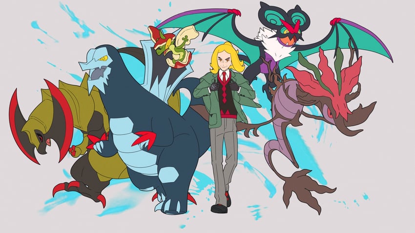 hassel, haxorus, noivern, flapple, baxcalibur, and 1 more (pokemon and 1 more) drawn by u2t5k2s5