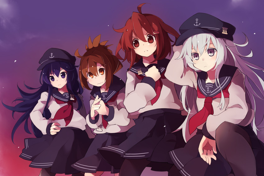 hibiki, inazuma, ikazuchi, and akatsuki (kantai collection) drawn by ozu_warudo
