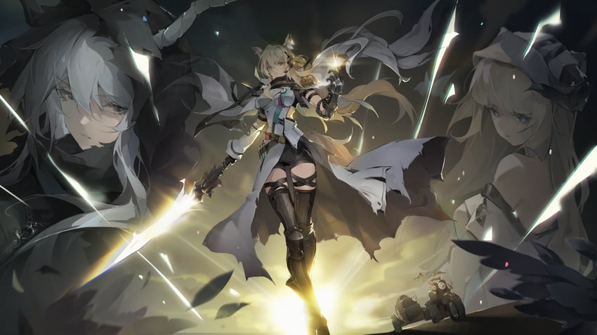 nearl, shining, nightingale, and nearl the radiant knight (arknights) drawn by bukui_shi_wo