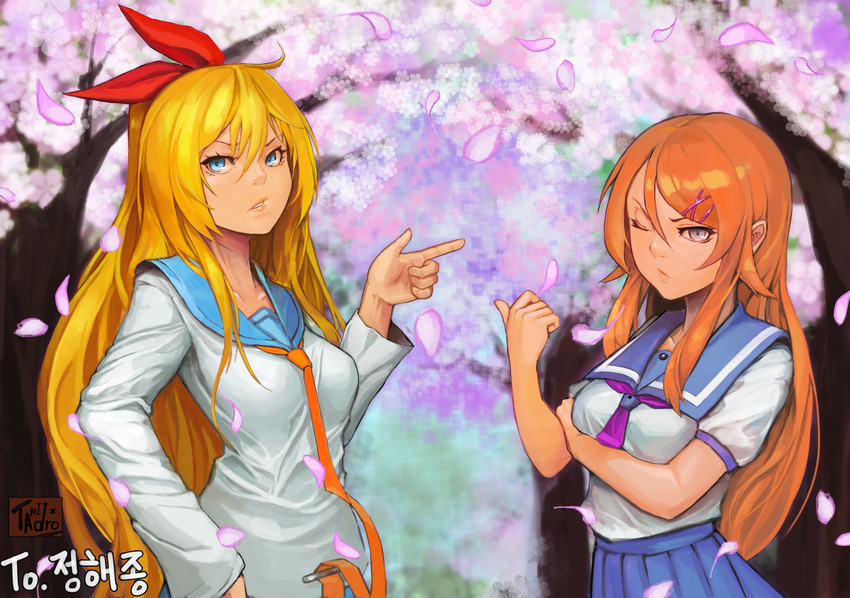 kousaka kirino and kirisaki chitoge (ore no imouto ga konna ni kawaii wake ga nai and 1 more) drawn by tamidro