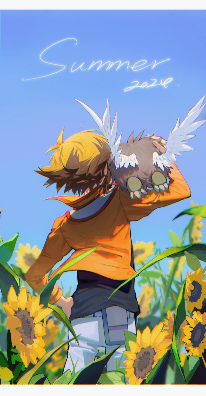 yuki judai and winged kuriboh (yu-gi-oh! and 1 more) drawn by ditto_(specular)
