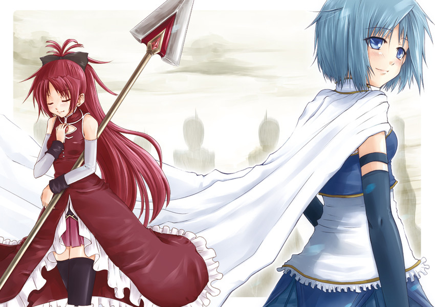 miki sayaka and sakura kyoko (mahou shoujo madoka magica) drawn by kanata_ryou