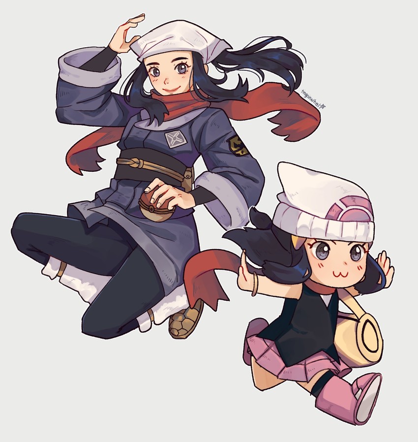 dawn and akari (pokemon and 2 more) drawn by tiny_pinwheel
