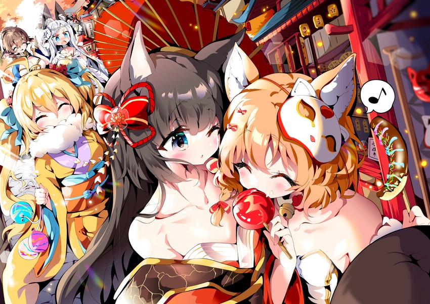 olivia, april, francesca, lily, and shannon (red: pride of eden) drawn by aloe_(kenkou3733)