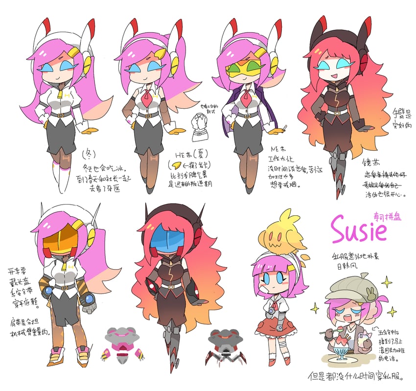 susie, doomer, sphere doomer, and parallel susie (kirby and 1 more) drawn by beco_(100me)