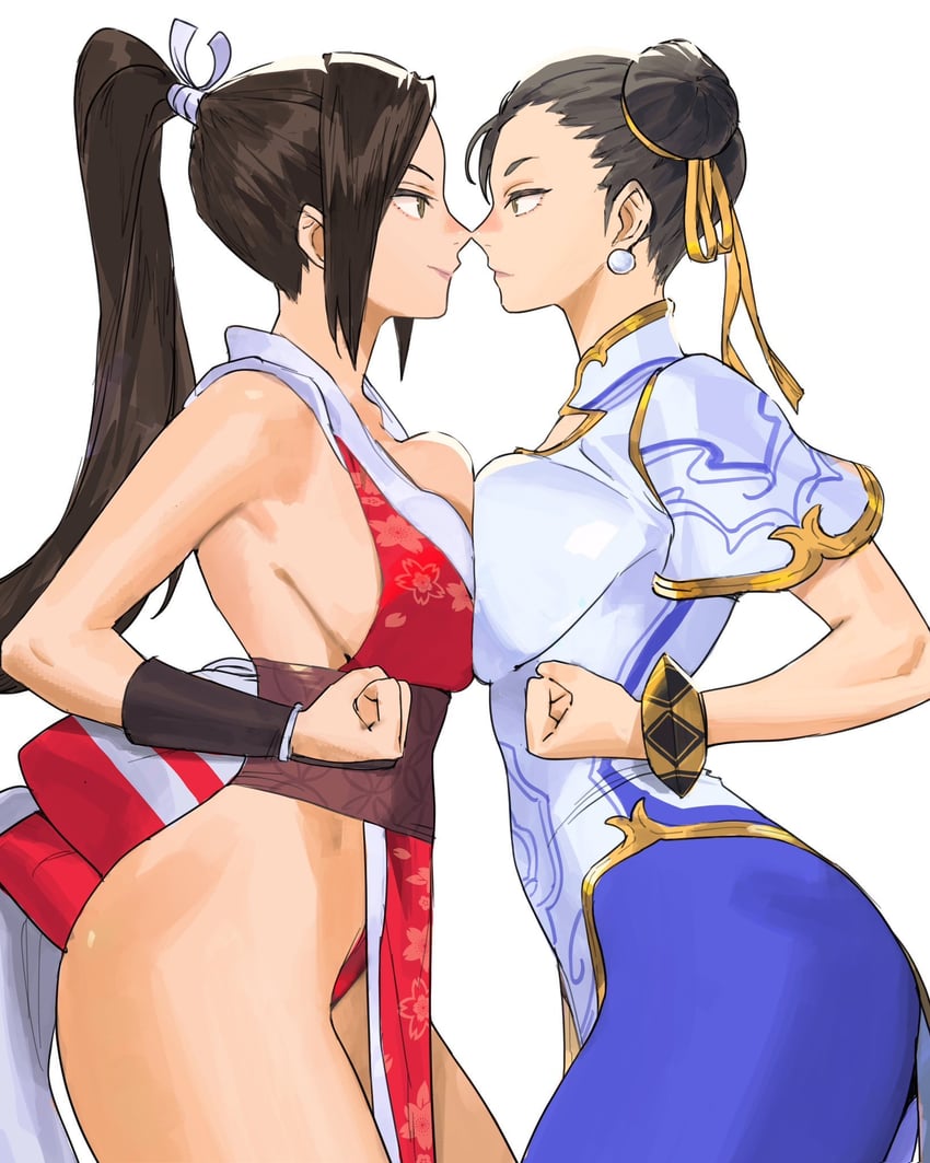 chun-li and shiranui mai (street fighter and 3 more) drawn by chilicayenne2d
