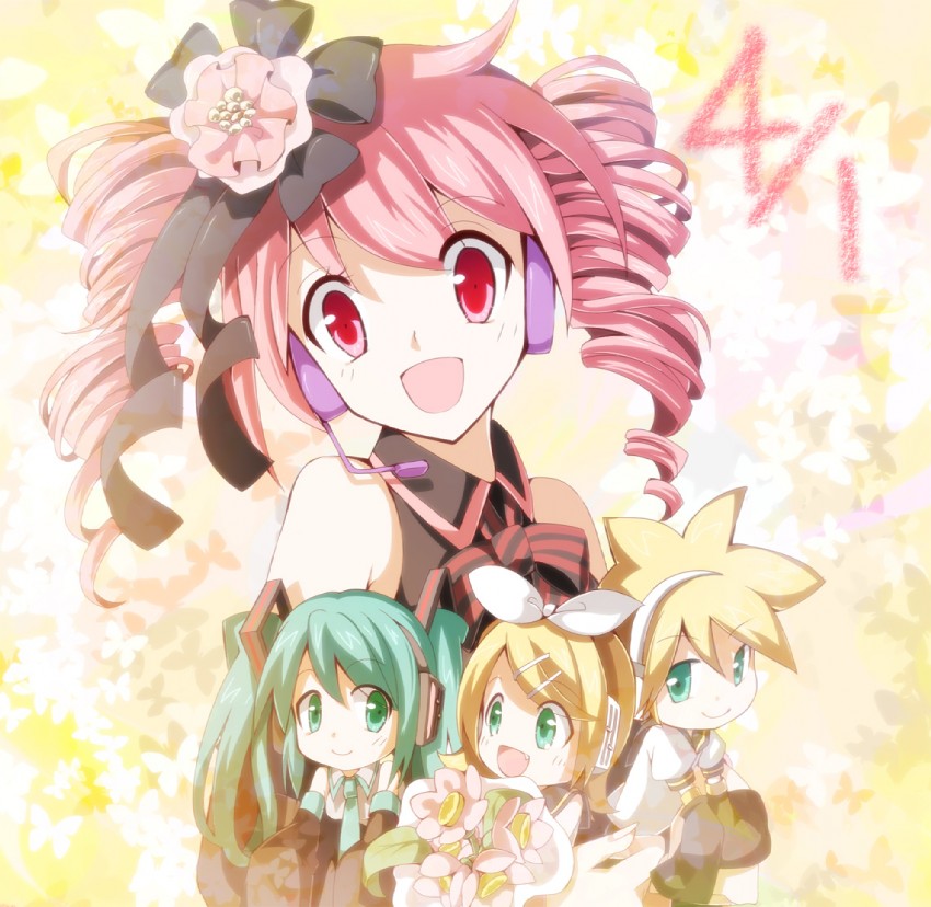 hatsune miku, kagamine rin, kagamine len, and kasane teto (vocaloid and 1 more) drawn by ringpearl