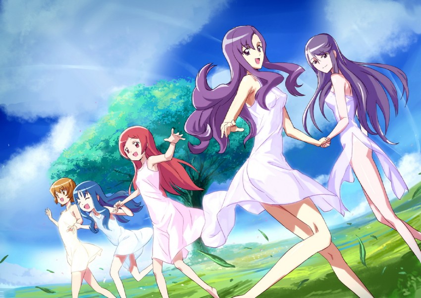 kurumi erika, hanasaki tsubomi, tsukikage yuri, myoudouin itsuki, and kurumi momoka (precure and 1 more) drawn by makacoon