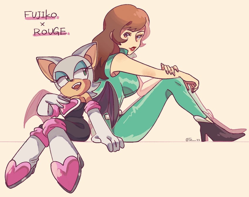 rouge the bat and mine fujiko (sonic and 1 more) drawn by tezz