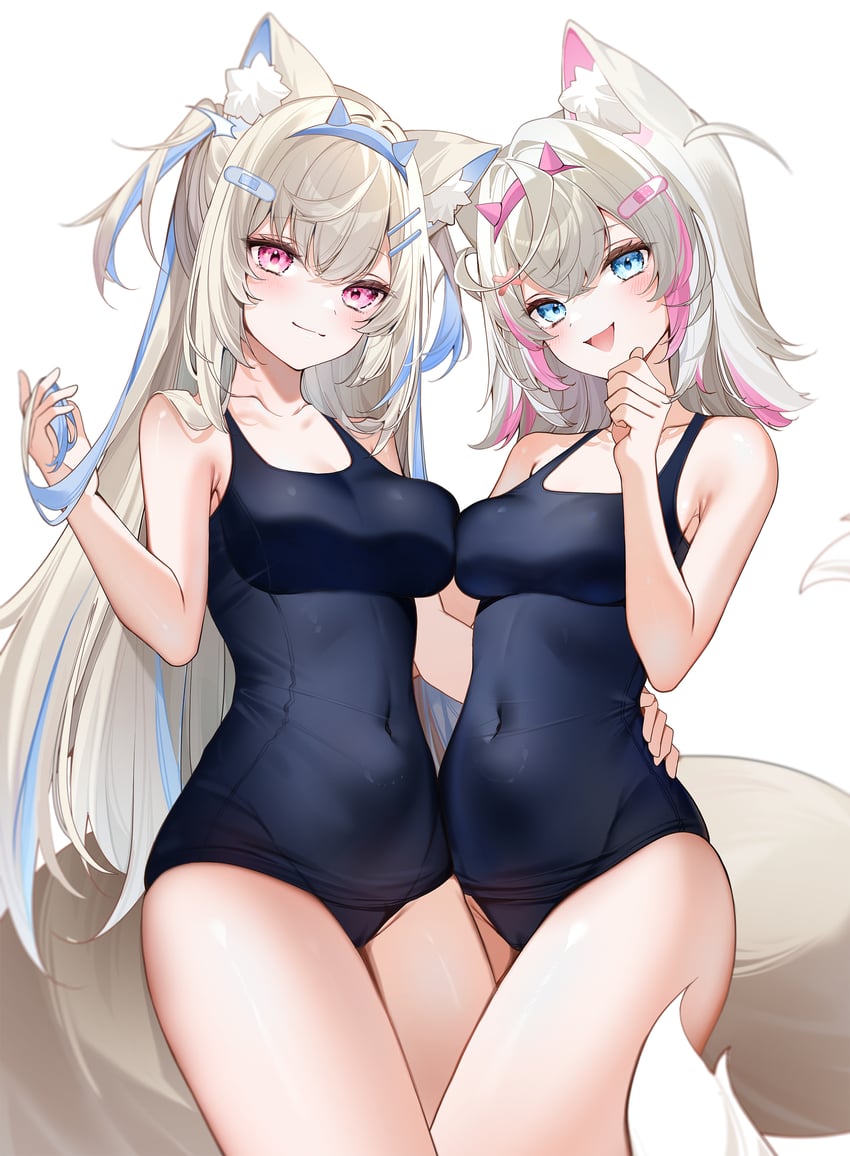 fuwawa abyssgard and mococo abyssgard (hololive and 1 more) drawn by yukineko1018