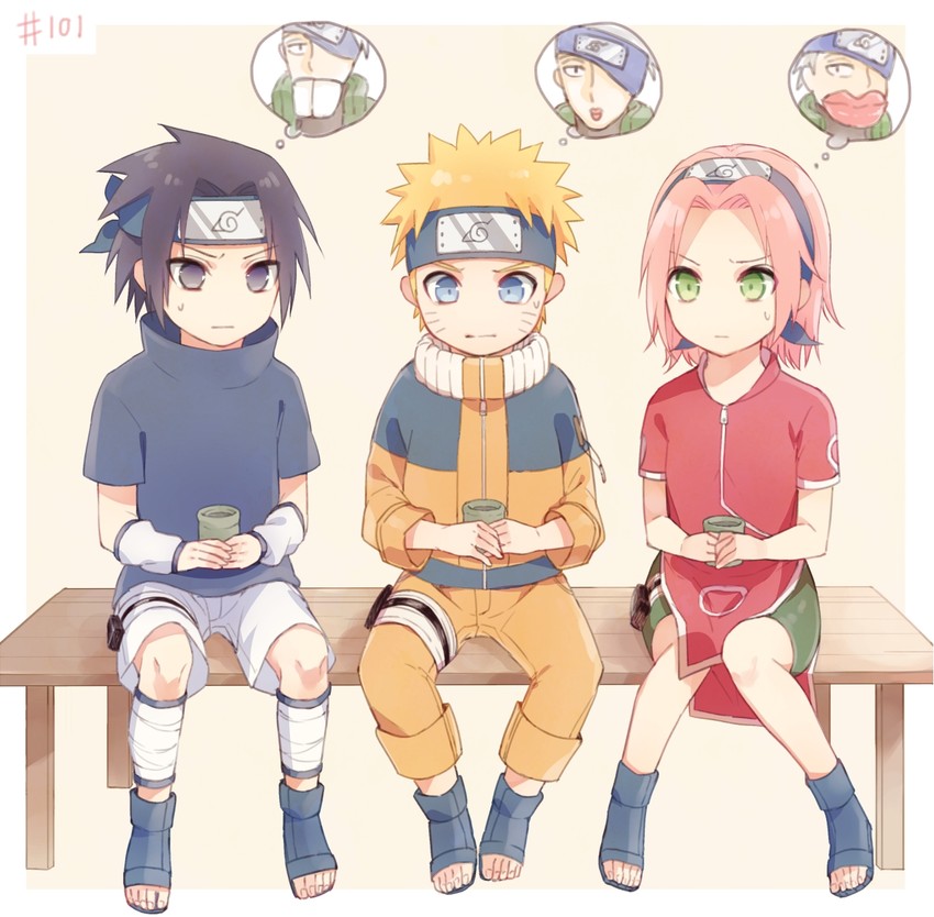 haruno sakura, uzumaki naruto, uchiha sasuke, and hatake kakashi (naruto) drawn by yuki_yanagi_(toumeikurage)