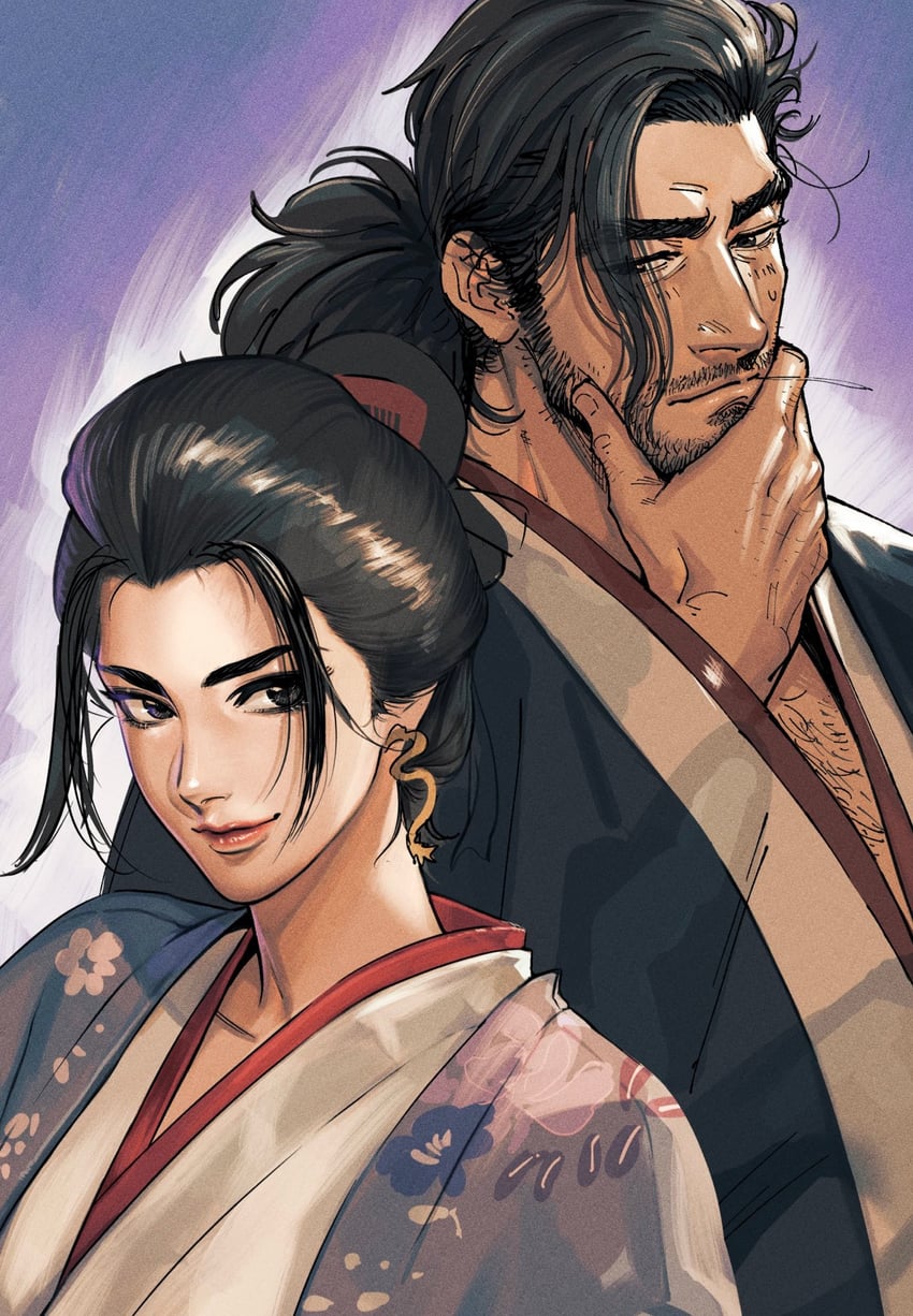 sakamoto ryouma and narasaki ryou (rise of the ronin) drawn by tobo_katsuo