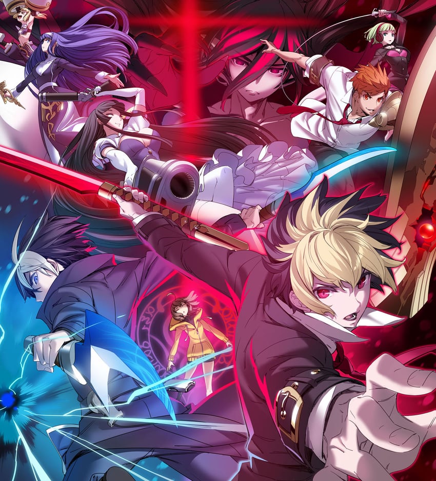 linne, kido hyde, kaguya jingu, seth, phonon, and 3 more (under night in-birth and 1 more) drawn by yoshihara_seiichi