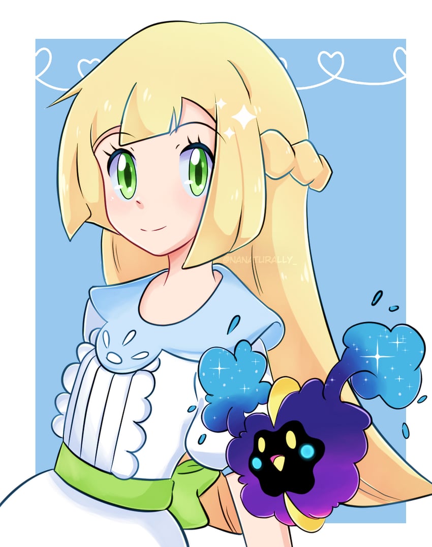 lillie and cosmog (pokemon and 1 more) drawn by nana-sapphy