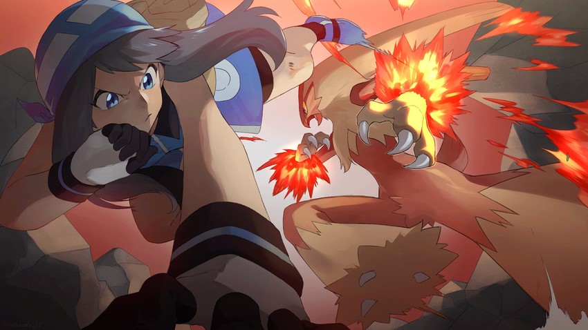 may and blaziken (pokemon and 1 more) drawn by rozu_ki