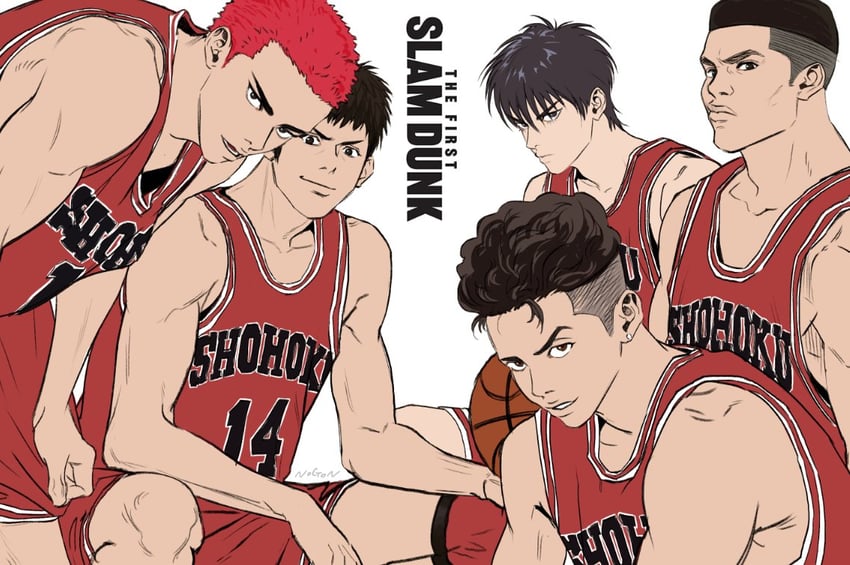 sakuragi hanamichi, rukawa kaede, miyagi ryouta, mitsui hisashi, and akagi takenori (slam dunk) drawn by sappali2