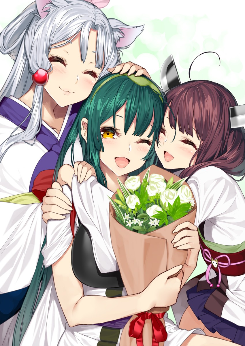 touhoku kiritan, touhoku zunko, and touhoku itako (voiceroid) drawn by yappen