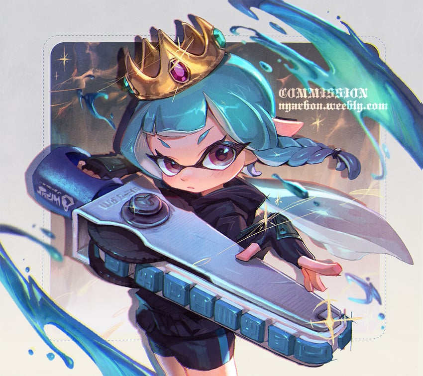 inkling player character and inkling girl (splatoon and 1 more) drawn by biahnyang