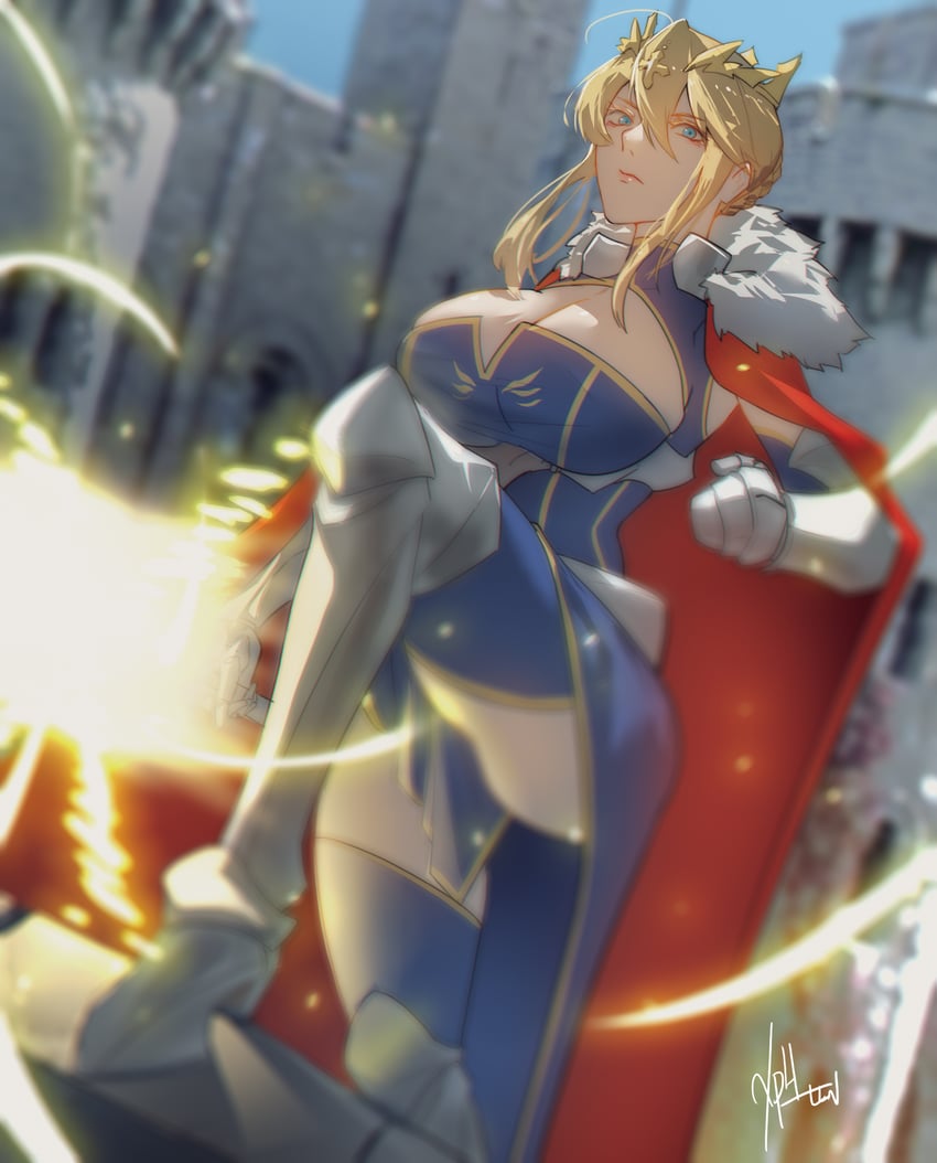artoria pendragon (fate and 1 more) drawn by xphlln