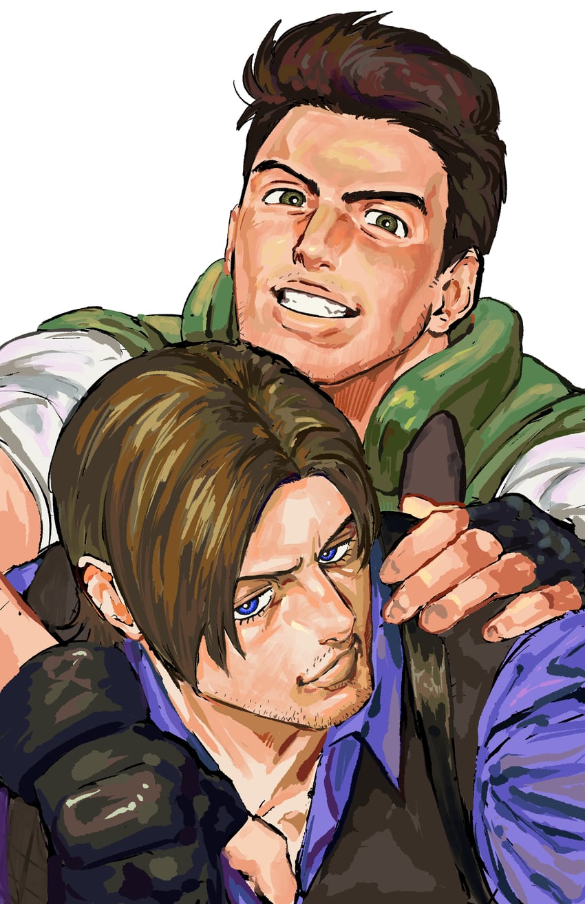 leon s. kennedy and chris redfield (resident evil and 2 more) drawn by 123456dyom