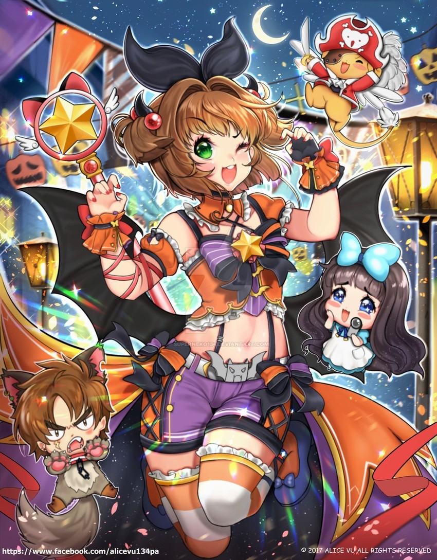 kinomoto sakura, kero, daidouji tomoyo, and li syaoran (cardcaptor sakura) drawn by alice_vu