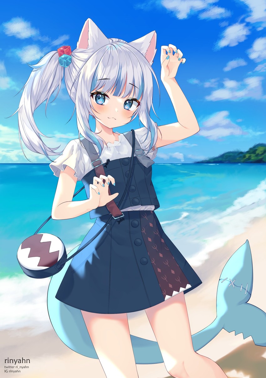 gawr gura (hololive and 1 more) drawn by ri_nyahn
