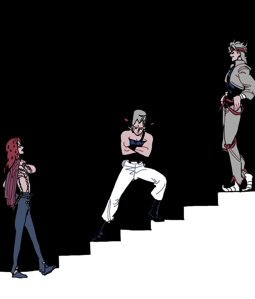 dio brando, jean pierre polnareff, and diavolo (jojo no kimyou na bouken and 2 more) drawn by yokusiranaina