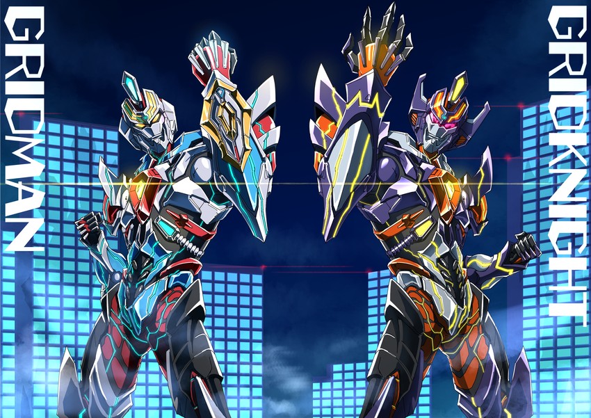 gridman and gridknight (gridman universe and 1 more) drawn by ryukawa