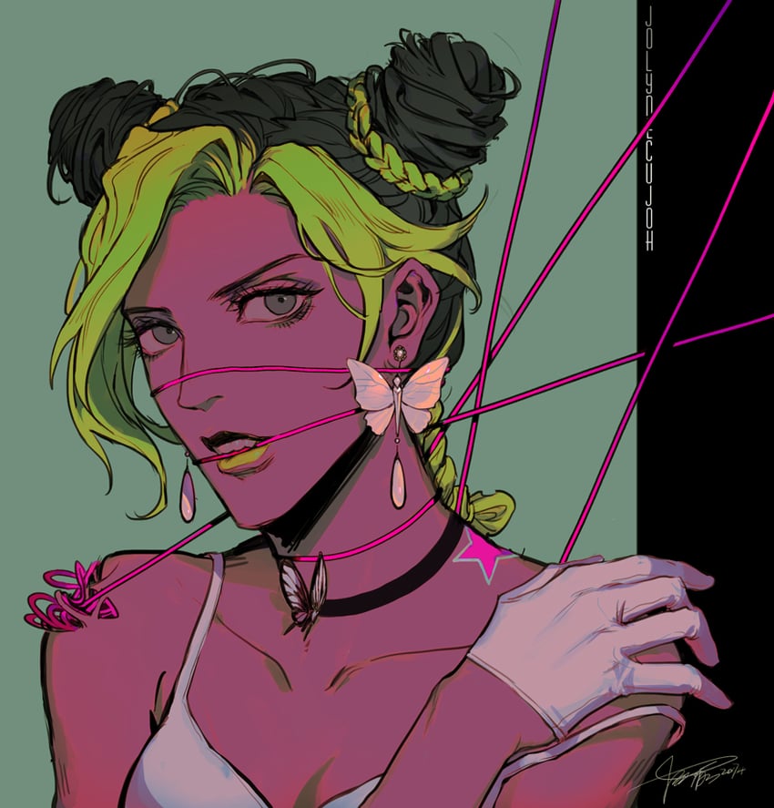 kujo jolyne (jojo no kimyou na bouken and 1 more) drawn by fan_ju