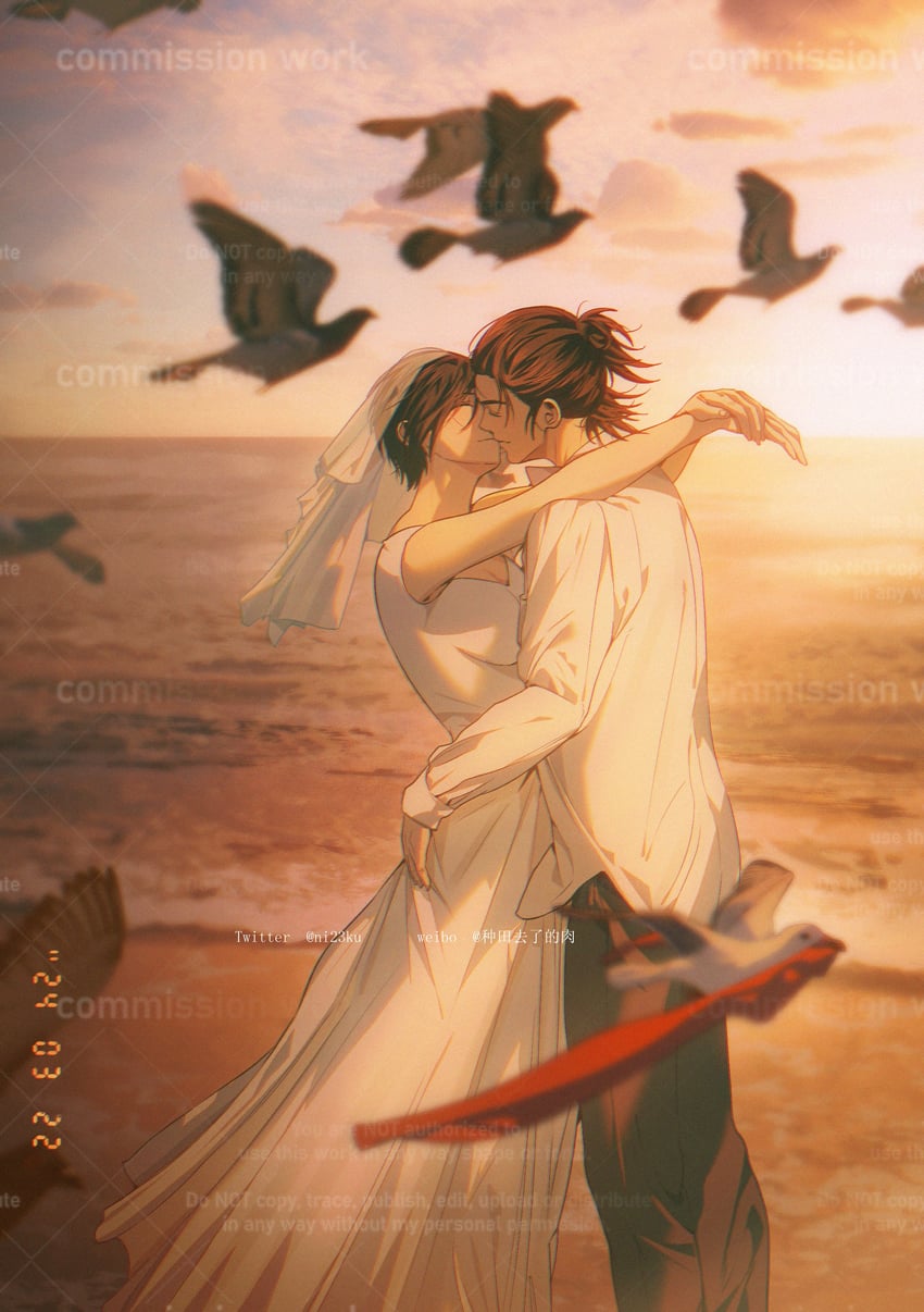 mikasa ackerman and eren yeager (shingeki no kyojin) drawn by niku_(ni23ku)