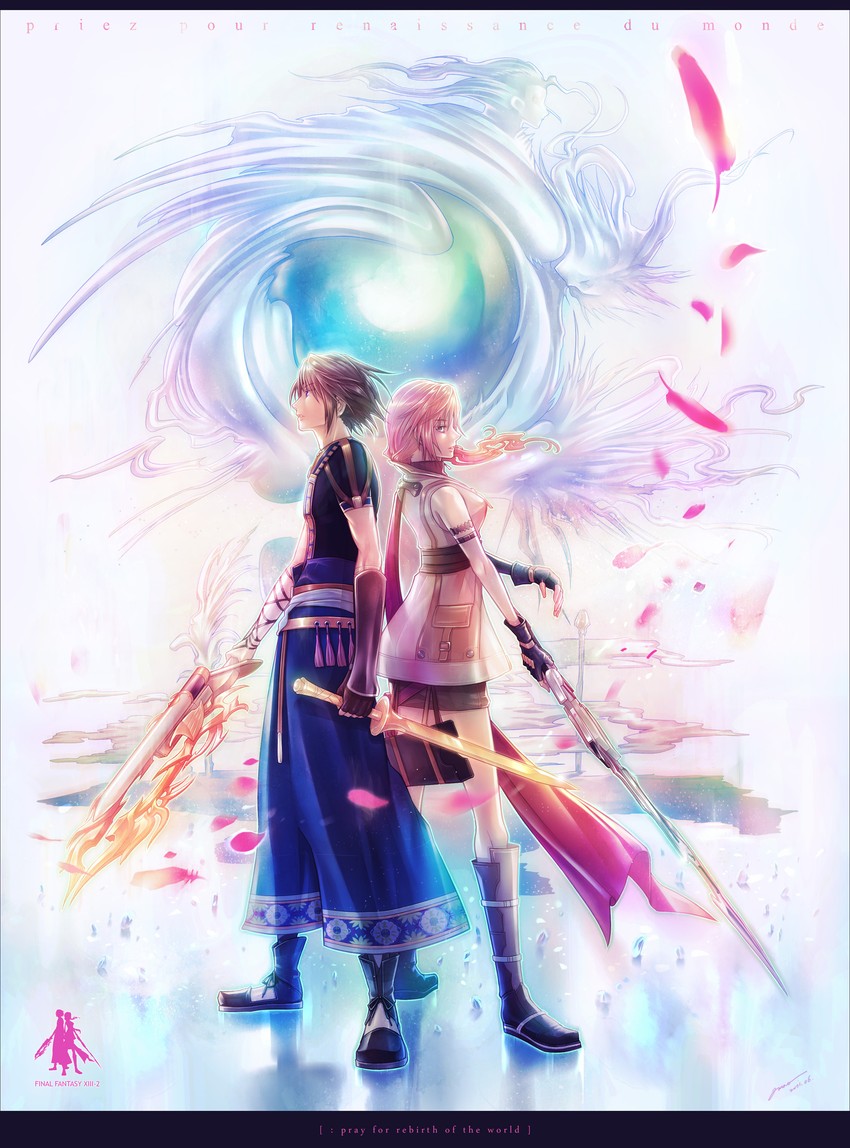lightning farron and noel kreiss (final fantasy and 2 more) drawn by amao_miyuki