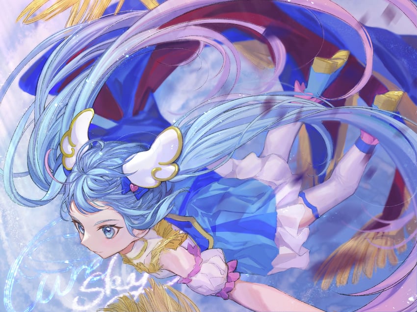 sora harewataru and cure sky (precure and 1 more) drawn by maccha_(udva5383)