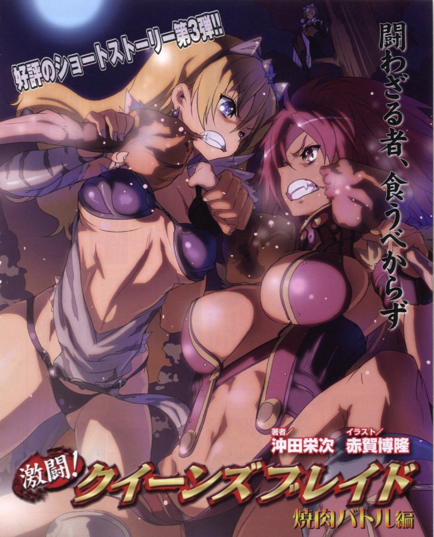 elina, risty, wilderness bandit risty, captain of the royal guard elina, irma, and 1 more (queen's blade) drawn by akaga_hirotaka