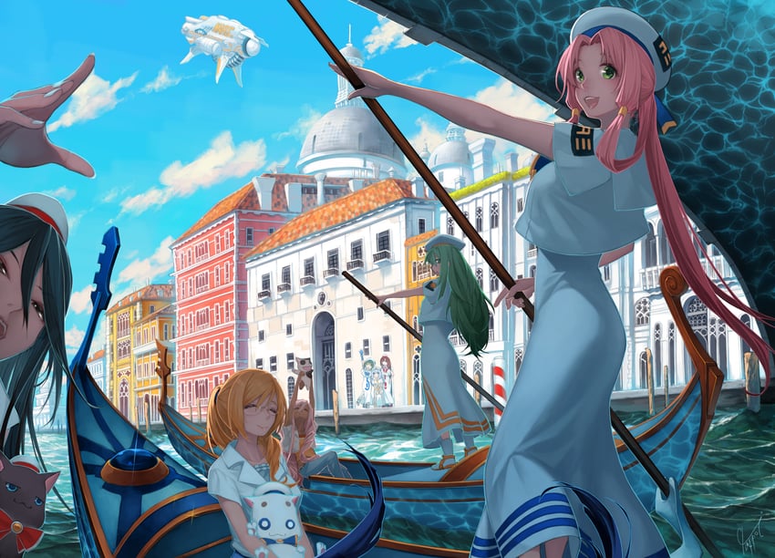 mizunashi akari, alice carroll, aika granzchesta, aria pokoteng, alicia florence, and 7 more (aria) drawn by drghmkn