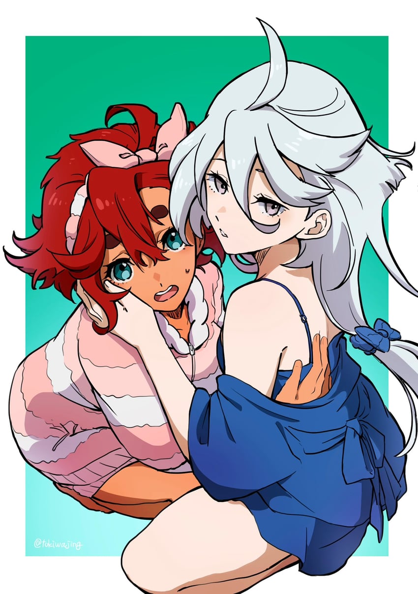 suletta mercury and miorine rembran (gundam and 1 more) drawn by tokiwajing