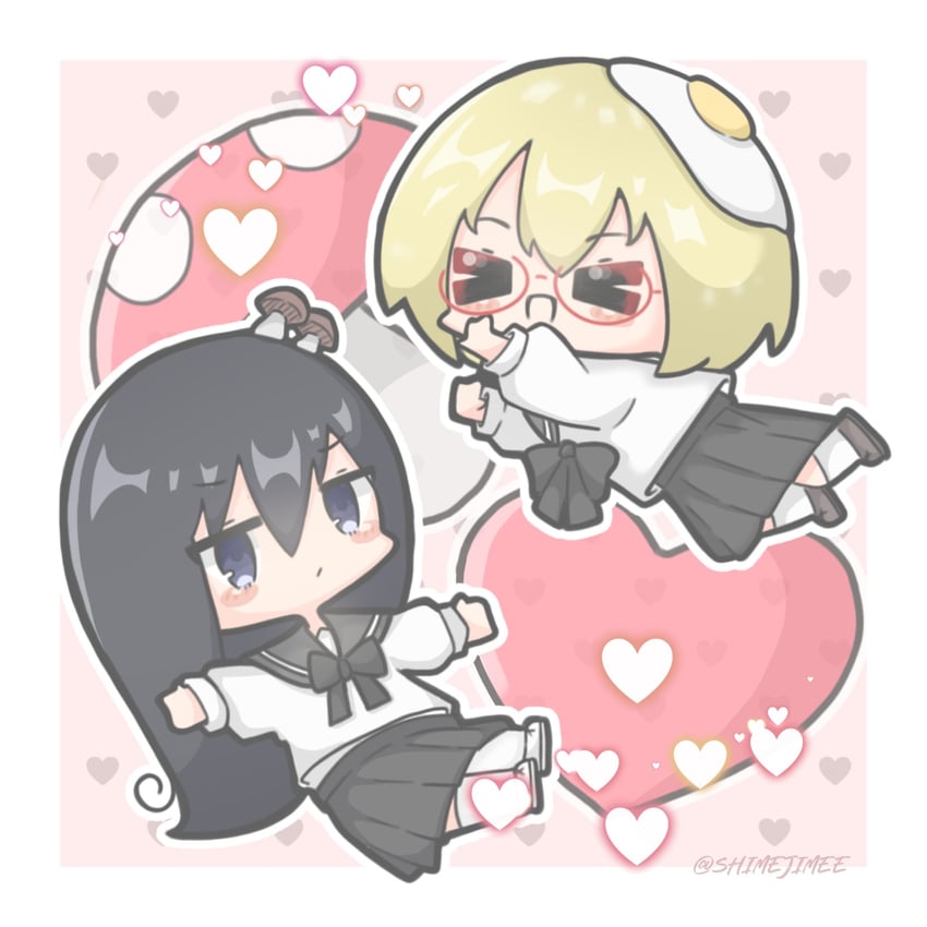 tsukishima shijima and yamashita majime (shimeji simulation) drawn by shimejimee